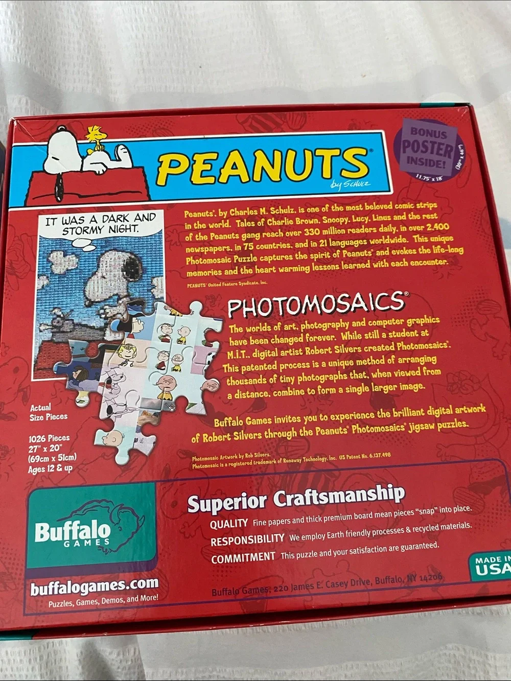 Pair of Peanuts 1000 Jigsaw Puzzles. One sealed and unused. One used once